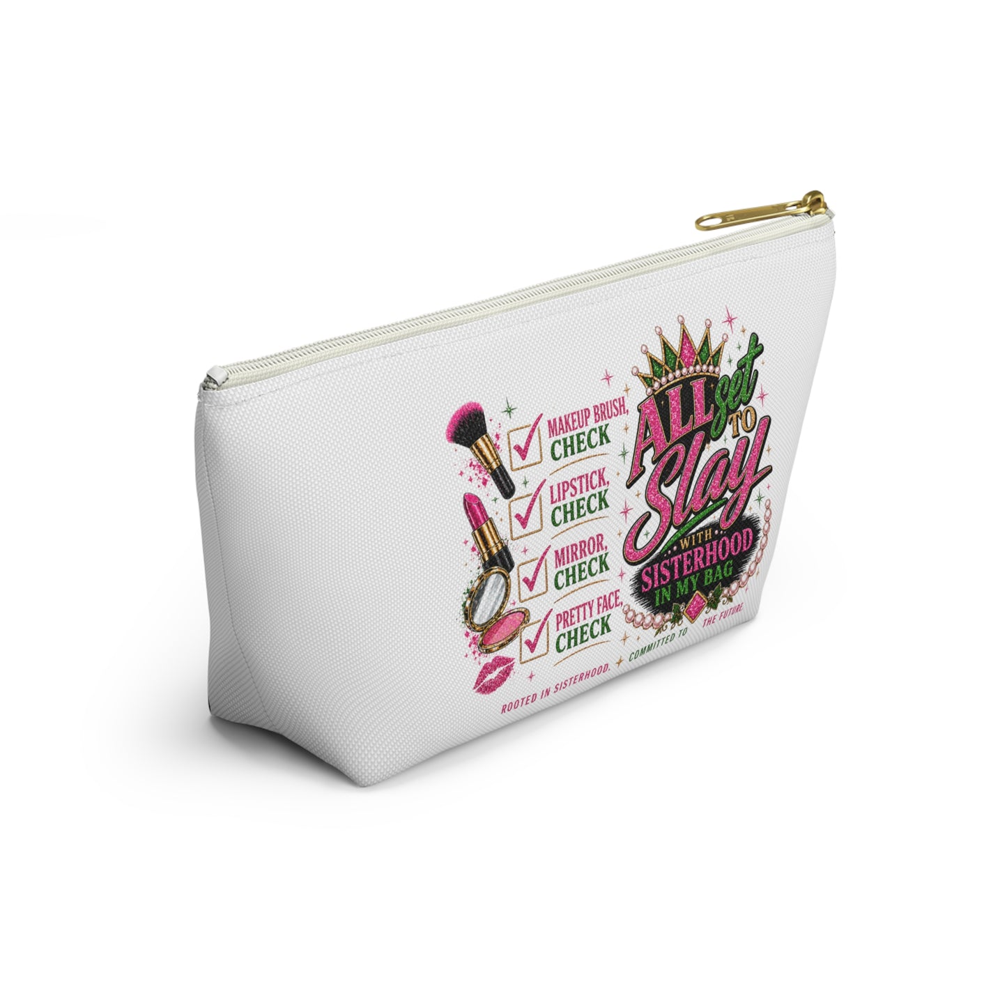 Pretty Girl Makeup Checklist Cosmetic Bag – Travel Makeup Pouch, Girls Trip Essentials, Cute Beauty Organizer Bag