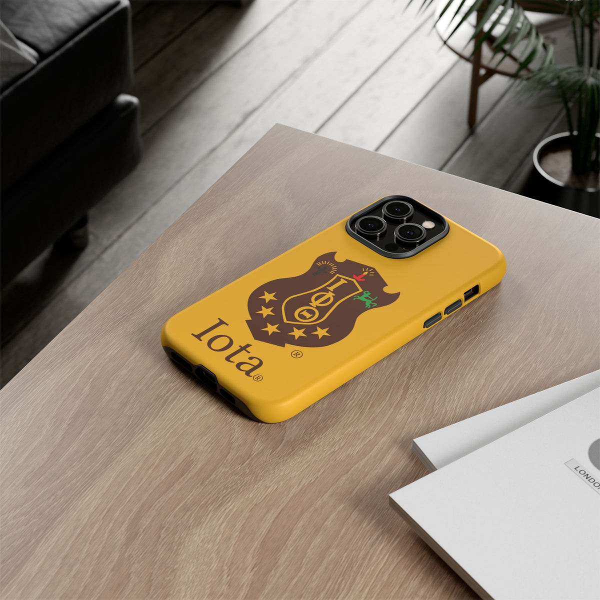 Iota Sorority Shield Phone Case — Greek Letter Tough Case (Yellow)