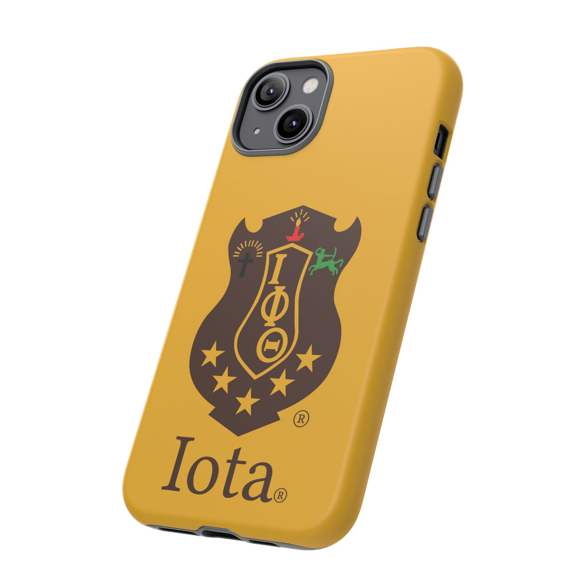 Iota Sorority Shield Phone Case — Greek Letter Tough Case (Yellow)