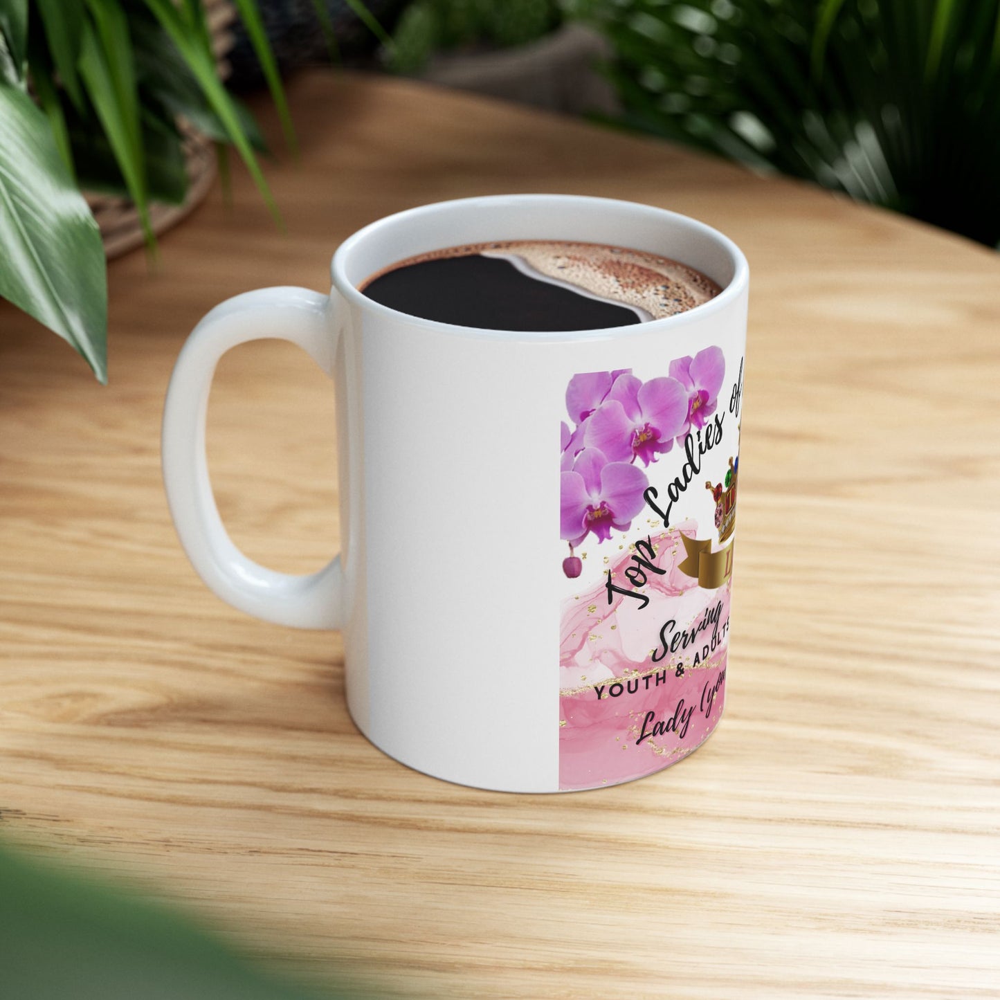 "Custom 11 oz Top Ladies of Distinction Coffee Mug – Personalized TLOD Gift with Elegant Design