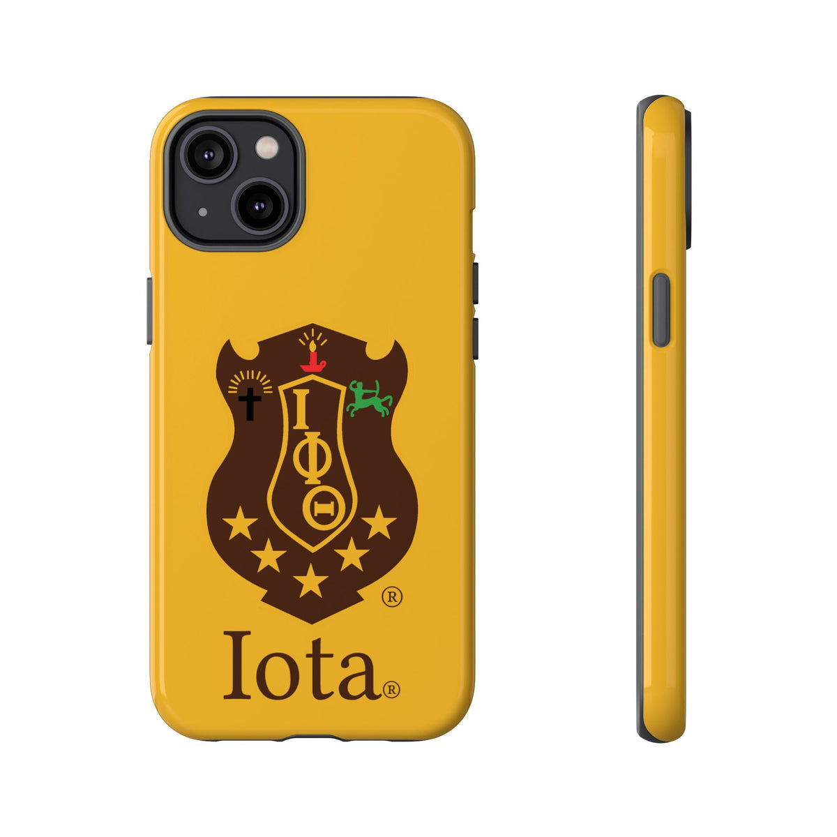 Iota Sorority Shield Phone Case — Greek Letter Tough Case (Yellow)