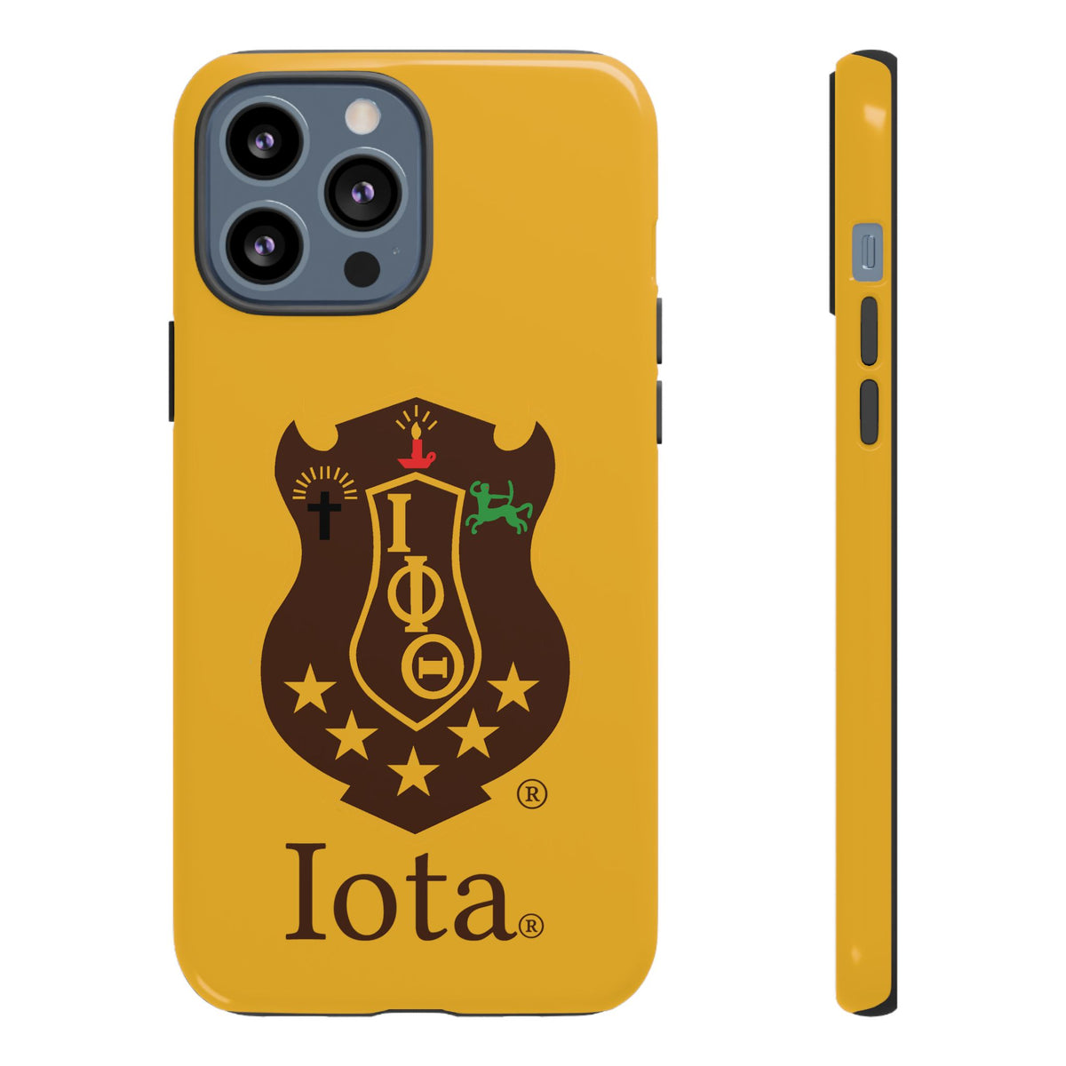 Iota Sorority Shield Phone Case — Greek Letter Tough Case (Yellow)