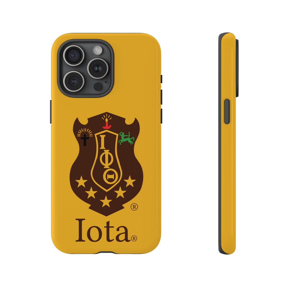 Iota Sorority Shield Phone Case — Greek Letter Tough Case (Yellow)