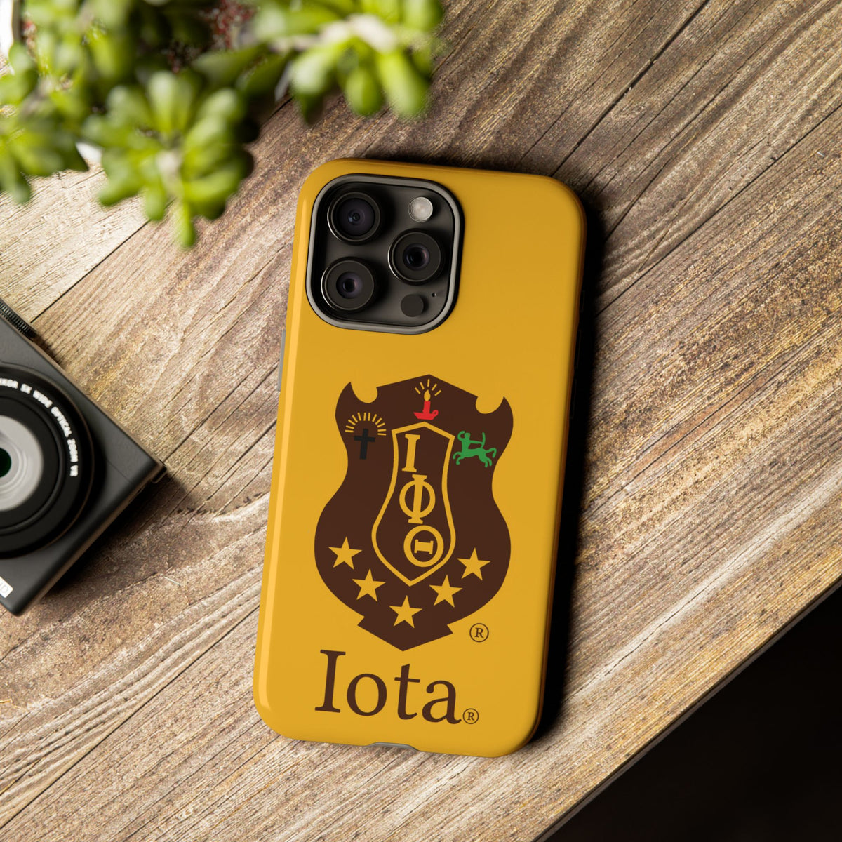 Iota Sorority Shield Phone Case — Greek Letter Tough Case (Yellow)