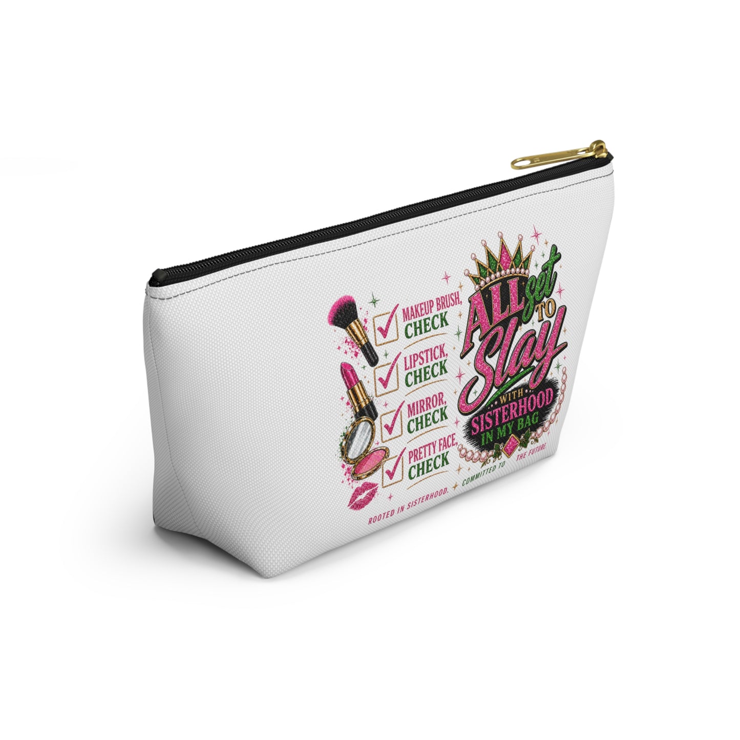 Pretty Girl Makeup Checklist Cosmetic Bag – Travel Makeup Pouch, Girls Trip Essentials, Cute Beauty Organizer Bag