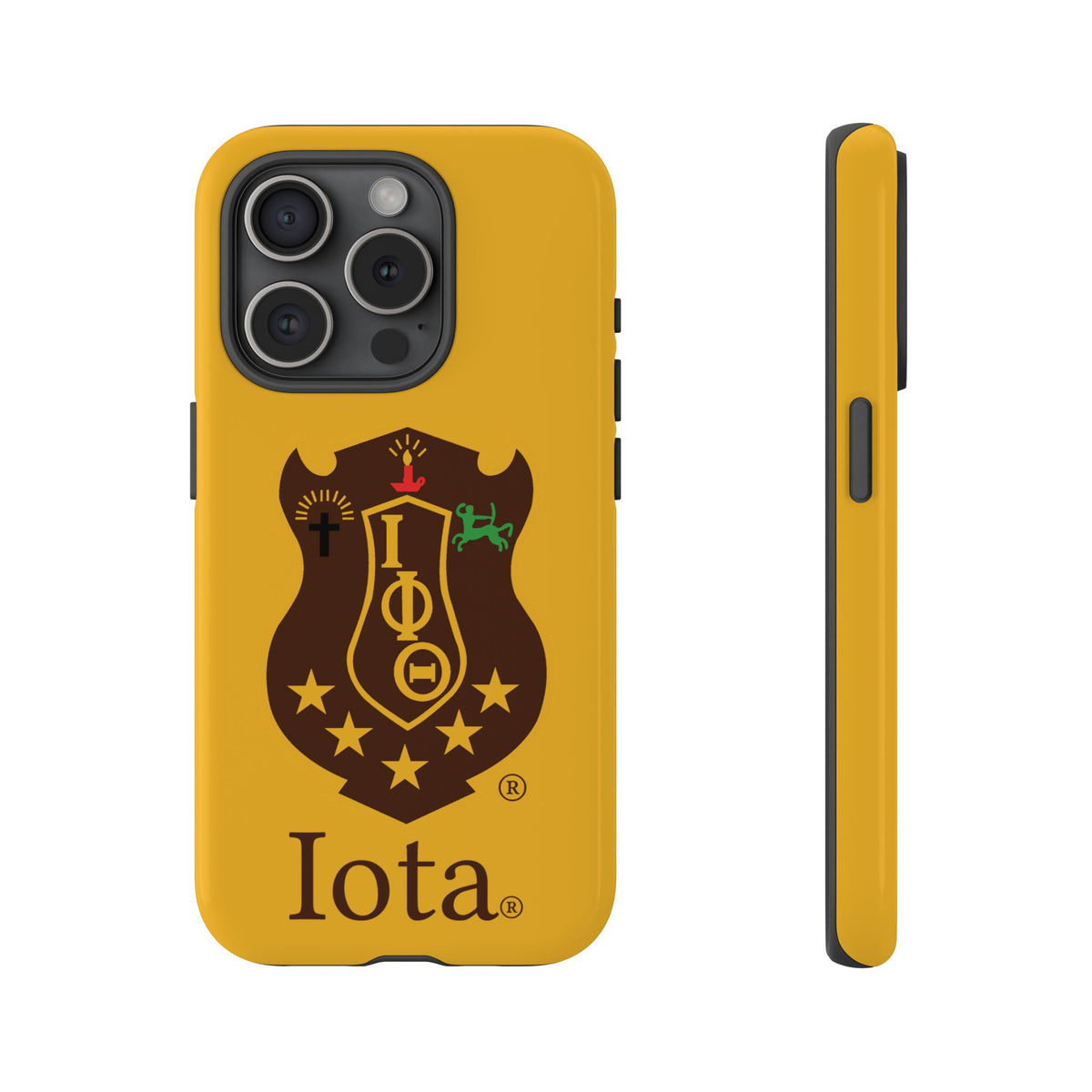 Iota Sorority Shield Phone Case — Greek Letter Tough Case (Yellow)