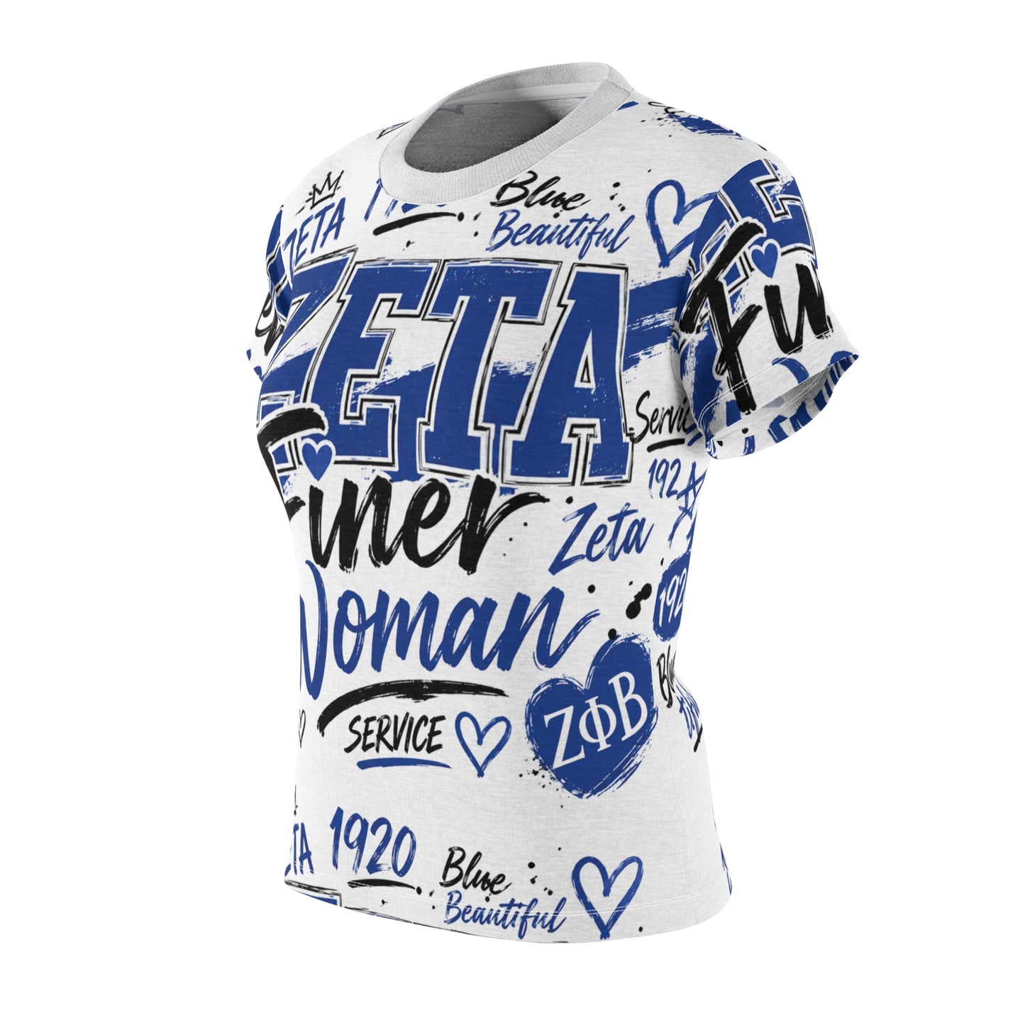 Zeta Phi Beta 'Zeta Finer Woman' Women's Cut & Sew Tee – All-Over Print Sorority Shirt