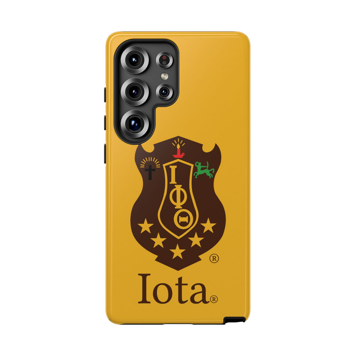 Iota Sorority Shield Phone Case — Greek Letter Tough Case (Yellow)