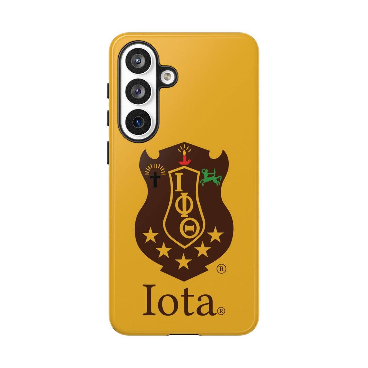 Iota Sorority Shield Phone Case — Greek Letter Tough Case (Yellow)