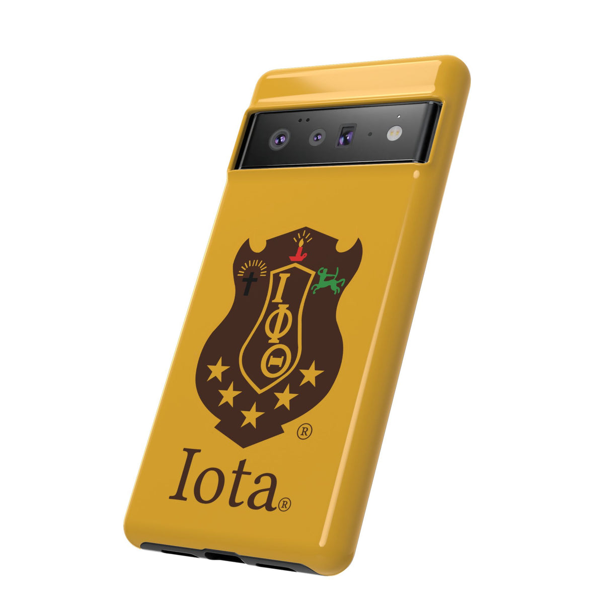 Iota Sorority Shield Phone Case — Greek Letter Tough Case (Yellow)