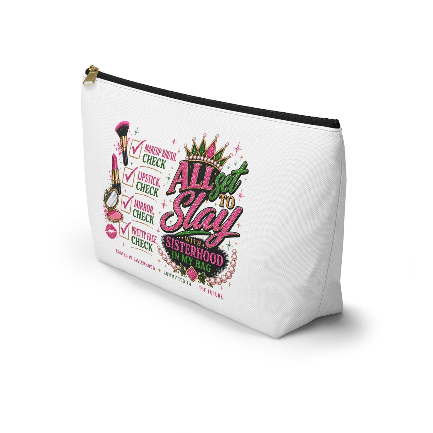 Pretty Girl Makeup Checklist Cosmetic Bag – Travel Makeup Pouch, Girls Trip Essentials, Cute Beauty Organizer Bag