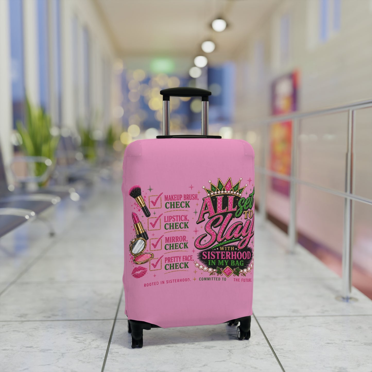 Pretty Girl Suitcase Cover – Pink Travel Luggage Cover, Girls Trip Essentials, Protective Stretch Luggage Cover for Women