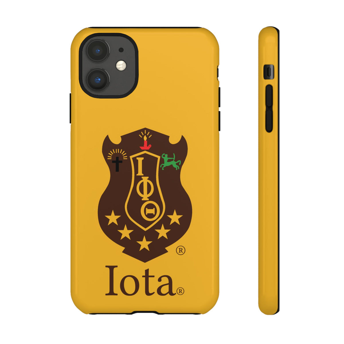 Iota Sorority Shield Phone Case — Greek Letter Tough Case (Yellow)