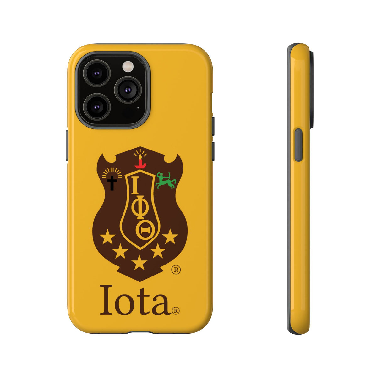 Iota Sorority Shield Phone Case — Greek Letter Tough Case (Yellow)