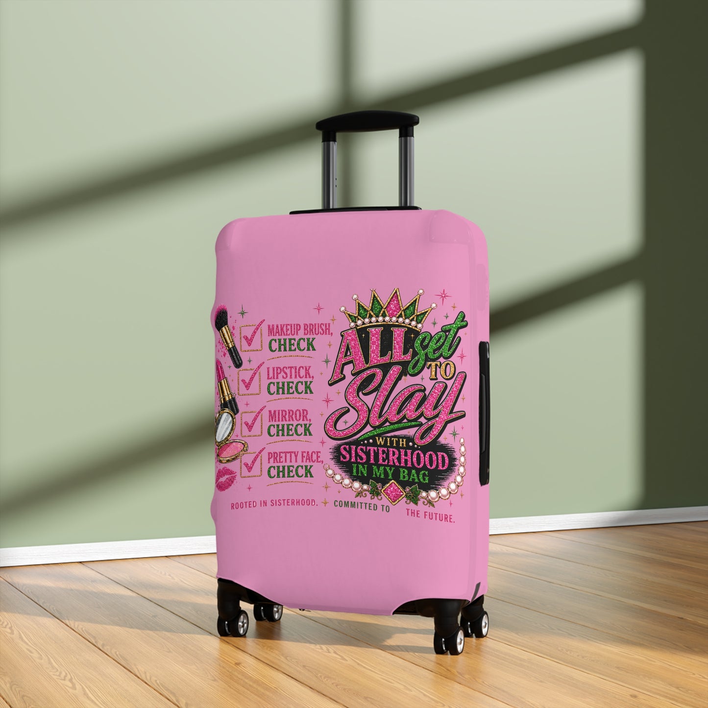 Pretty Girl Suitcase Cover – Pink Travel Luggage Cover, Girls Trip Essentials, Protective Stretch Luggage Cover for Women