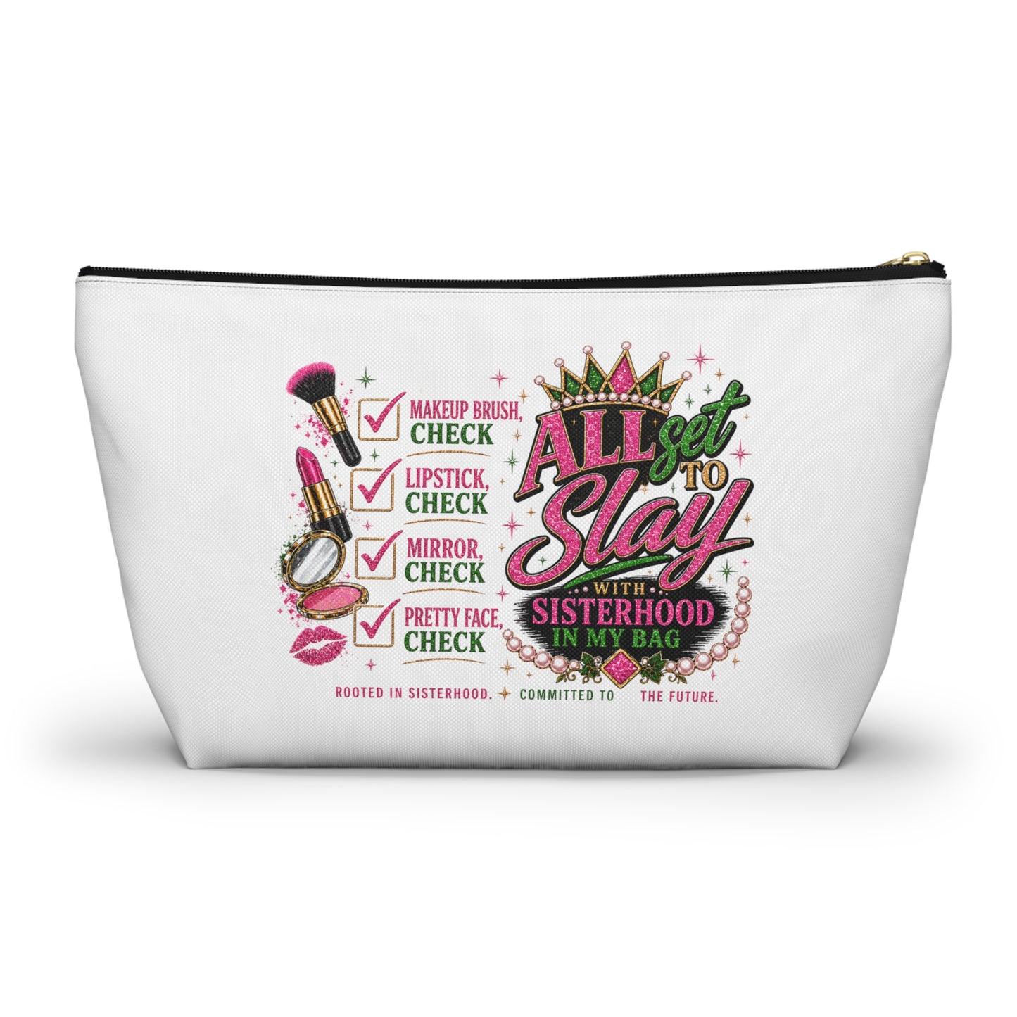 Pretty Girl Makeup Checklist Cosmetic Bag – Travel Makeup Pouch, Girls Trip Essentials, Cute Beauty Organizer Bag
