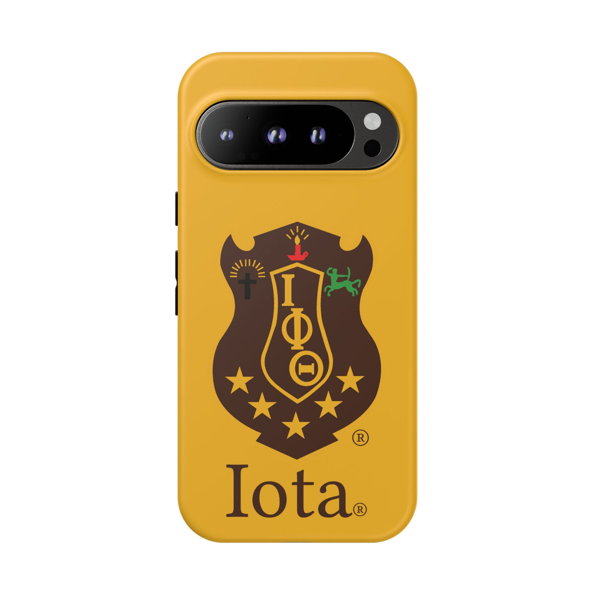 Iota Sorority Shield Phone Case — Greek Letter Tough Case (Yellow)