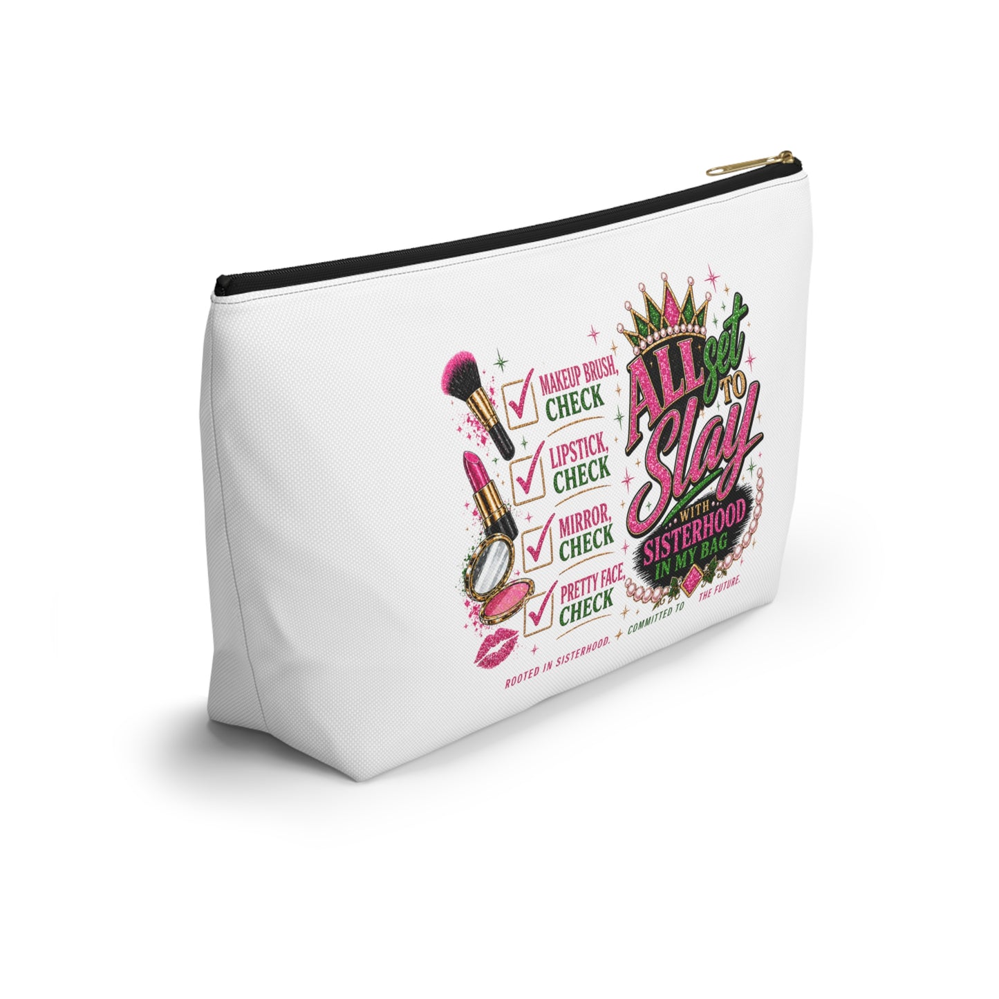 Pretty Girl Makeup Checklist Cosmetic Bag – Travel Makeup Pouch, Girls Trip Essentials, Cute Beauty Organizer Bag