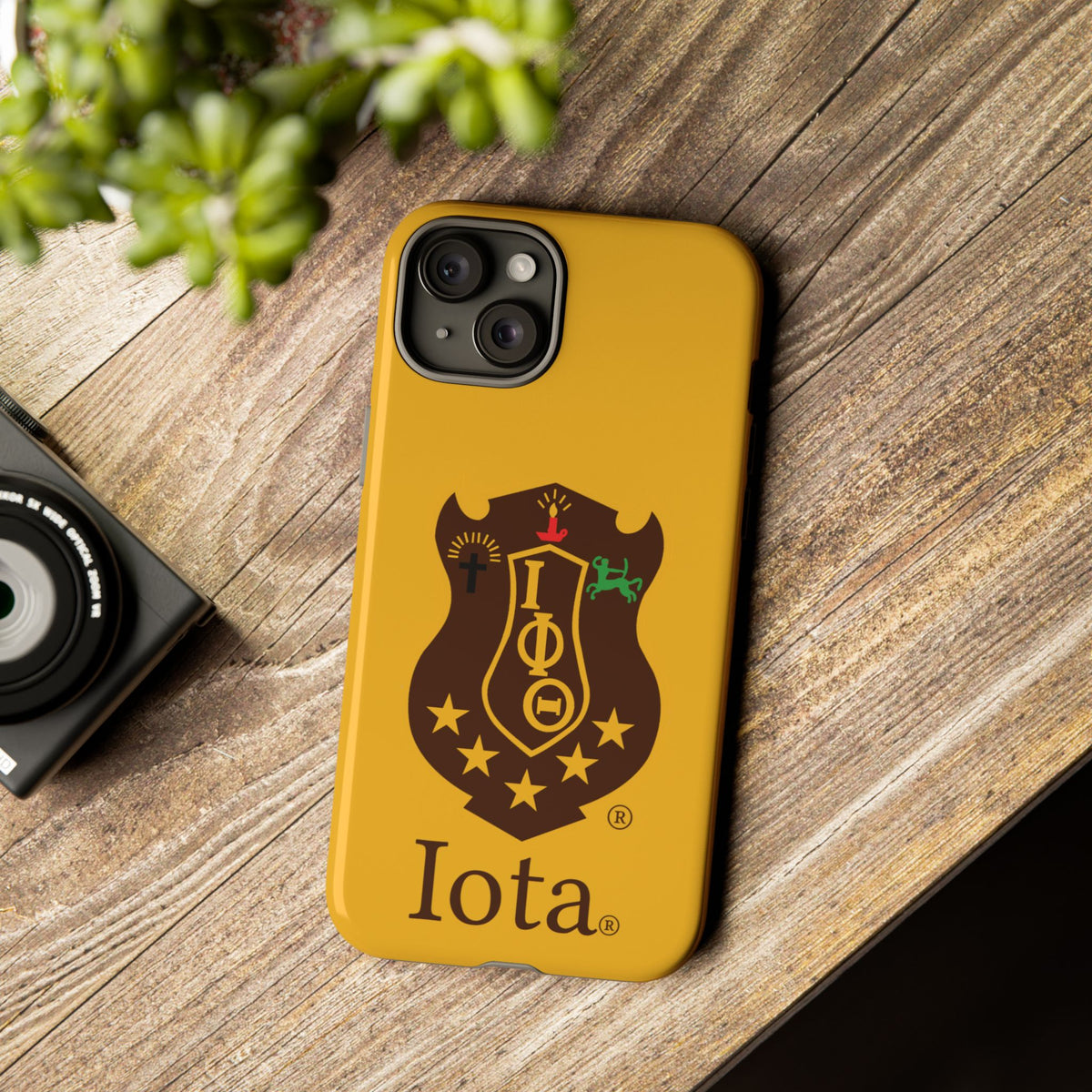 Iota Sorority Shield Phone Case — Greek Letter Tough Case (Yellow)