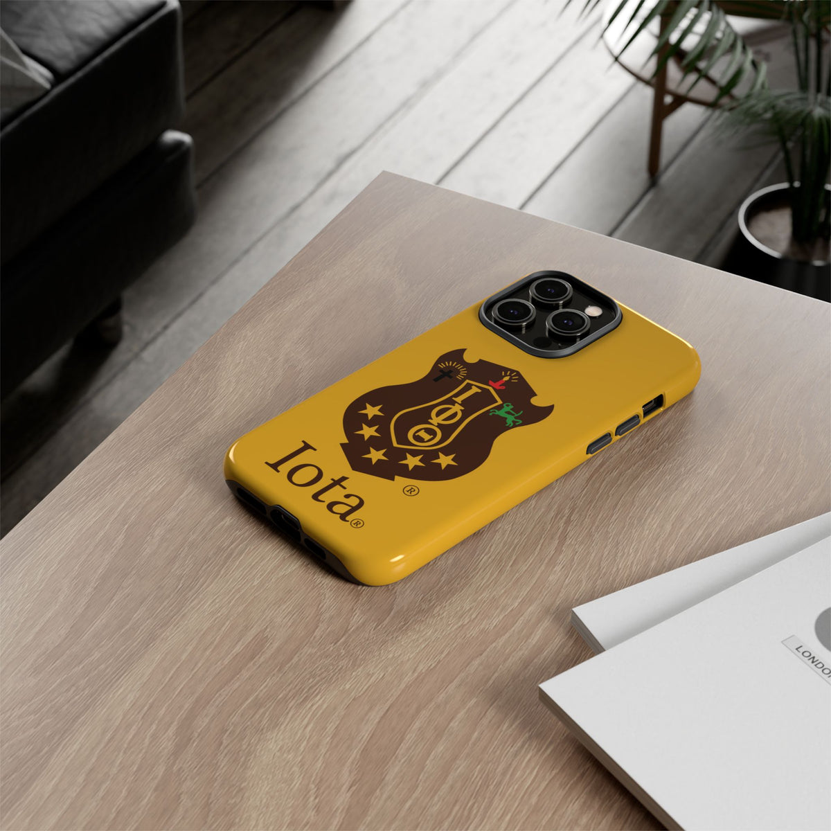 Iota Sorority Shield Phone Case — Greek Letter Tough Case (Yellow)