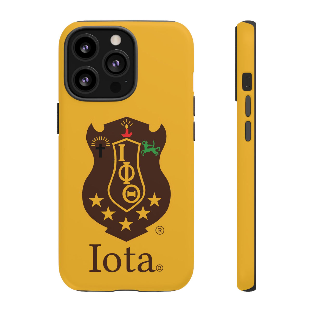 Iota Sorority Shield Phone Case — Greek Letter Tough Case (Yellow)