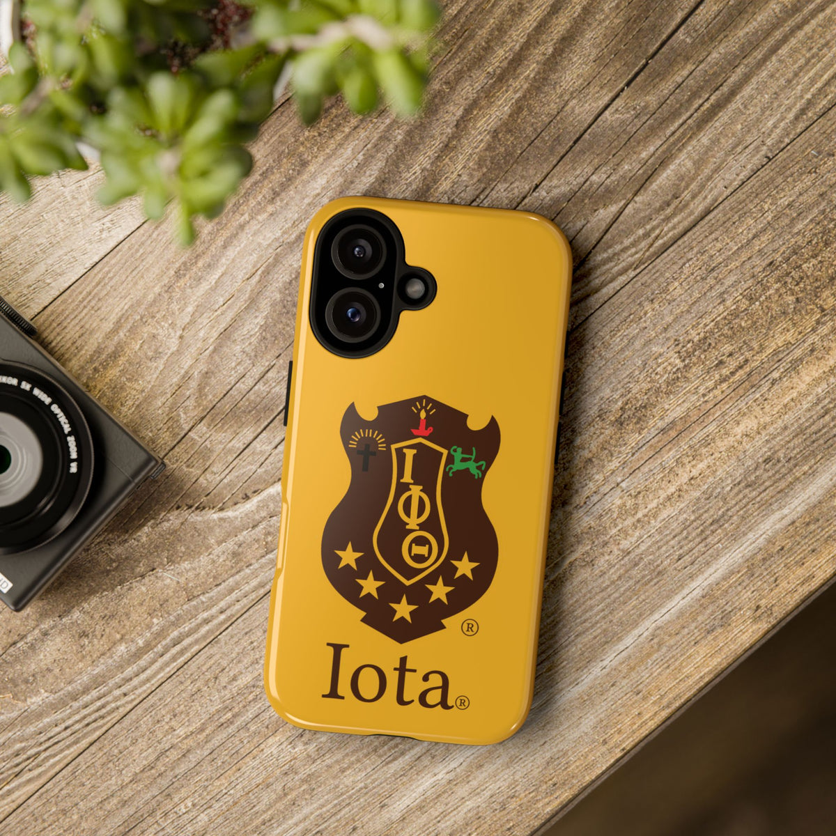 Iota Sorority Shield Phone Case — Greek Letter Tough Case (Yellow)
