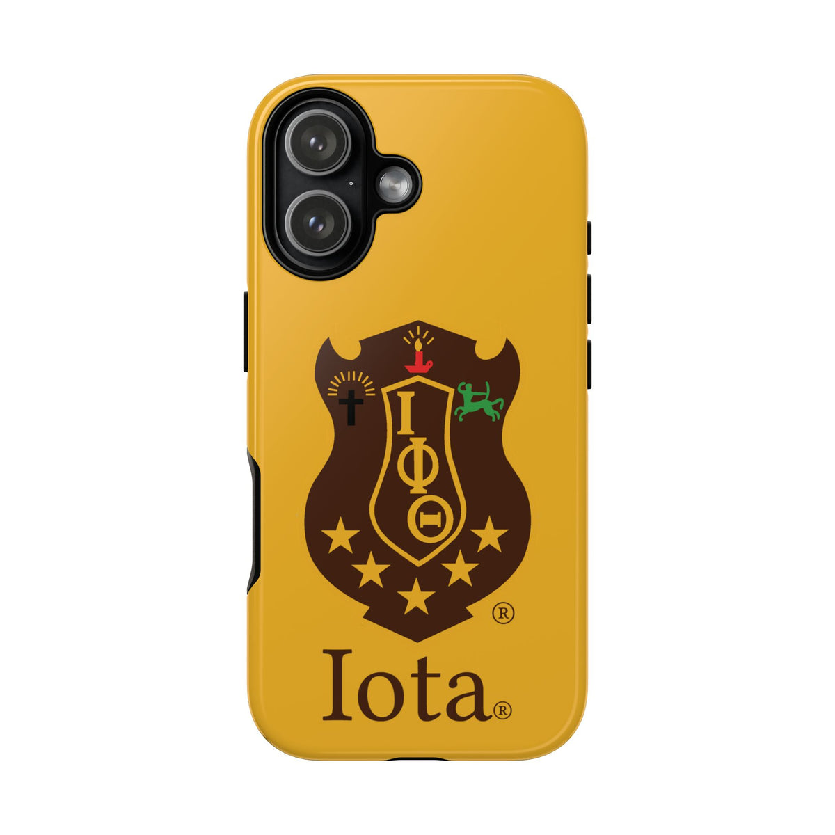 Iota Sorority Shield Phone Case — Greek Letter Tough Case (Yellow)