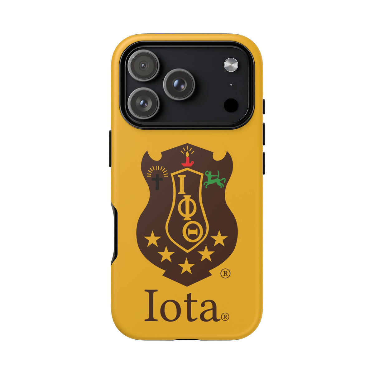 Iota Sorority Shield Phone Case — Greek Letter Tough Case (Yellow)