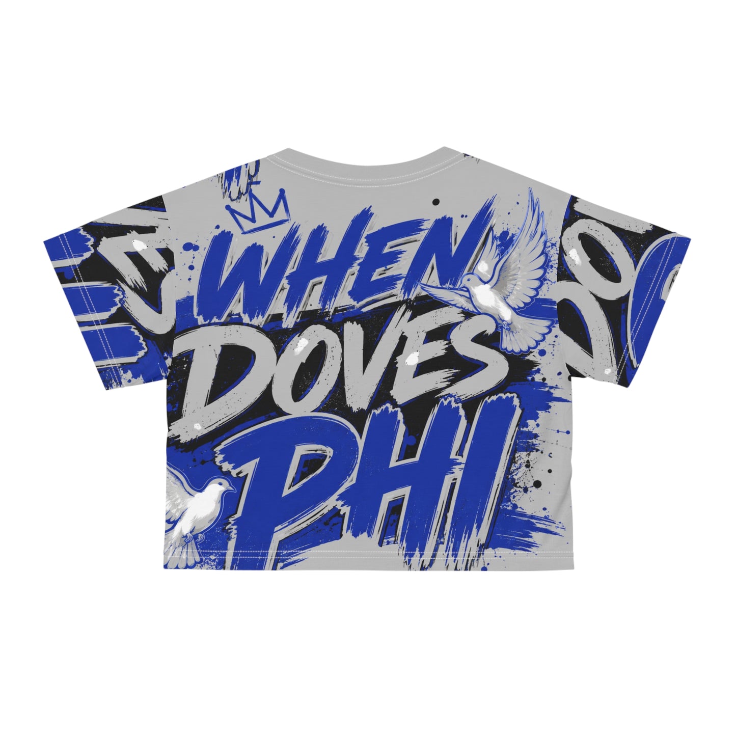 When Doves Phi Crop Tee — Bold Graffiti Sorority Crop Top