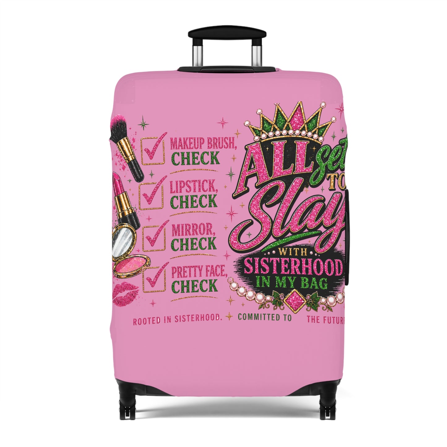 Pretty Girl Suitcase Cover – Pink Travel Luggage Cover, Girls Trip Essentials, Protective Stretch Luggage Cover for Women