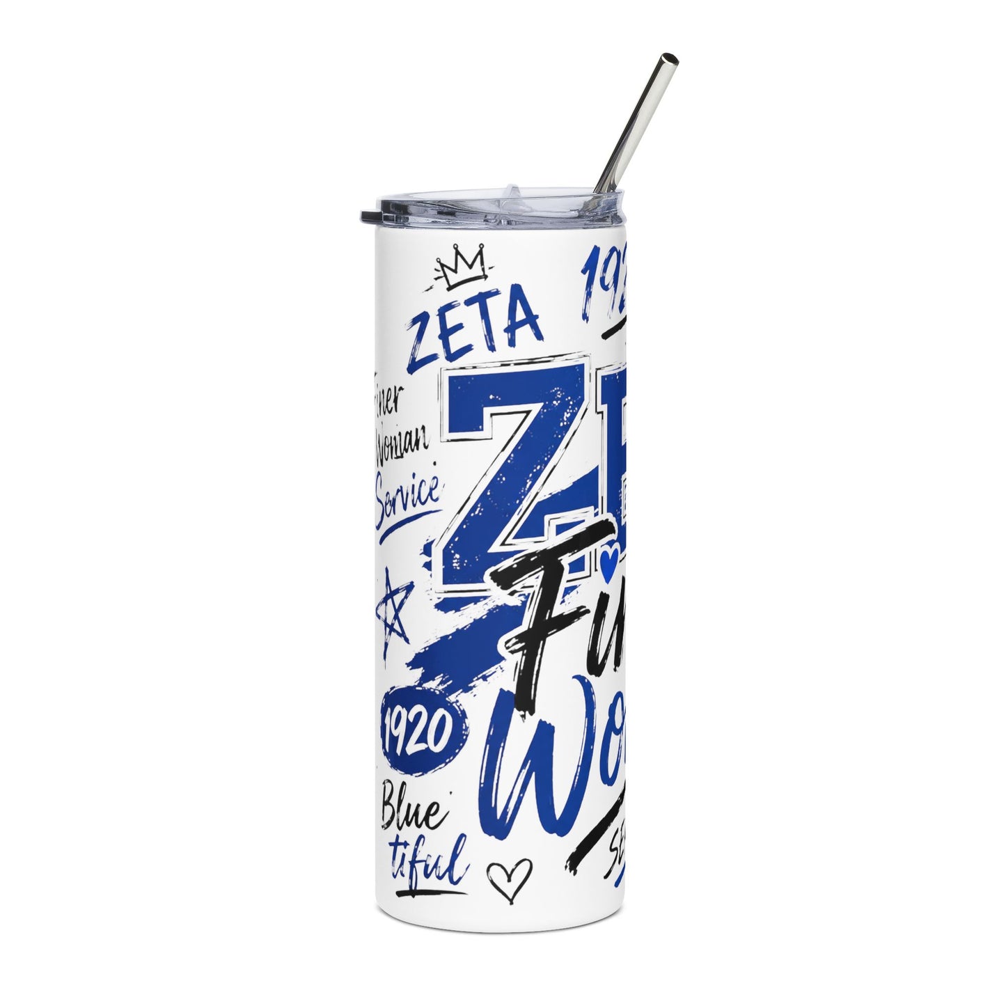 Zeta Sisterhood 20oz Stainless Steel Tumbler - ‘Zeta Fine Woman’ Sorority Travel Cup