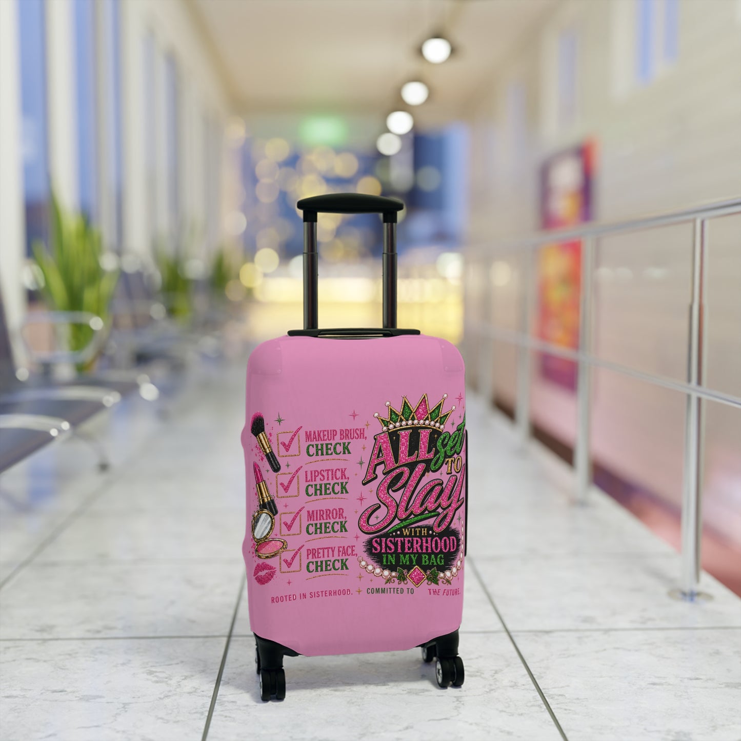 Pretty Girl Suitcase Cover – Pink Travel Luggage Cover, Girls Trip Essentials, Protective Stretch Luggage Cover for Women