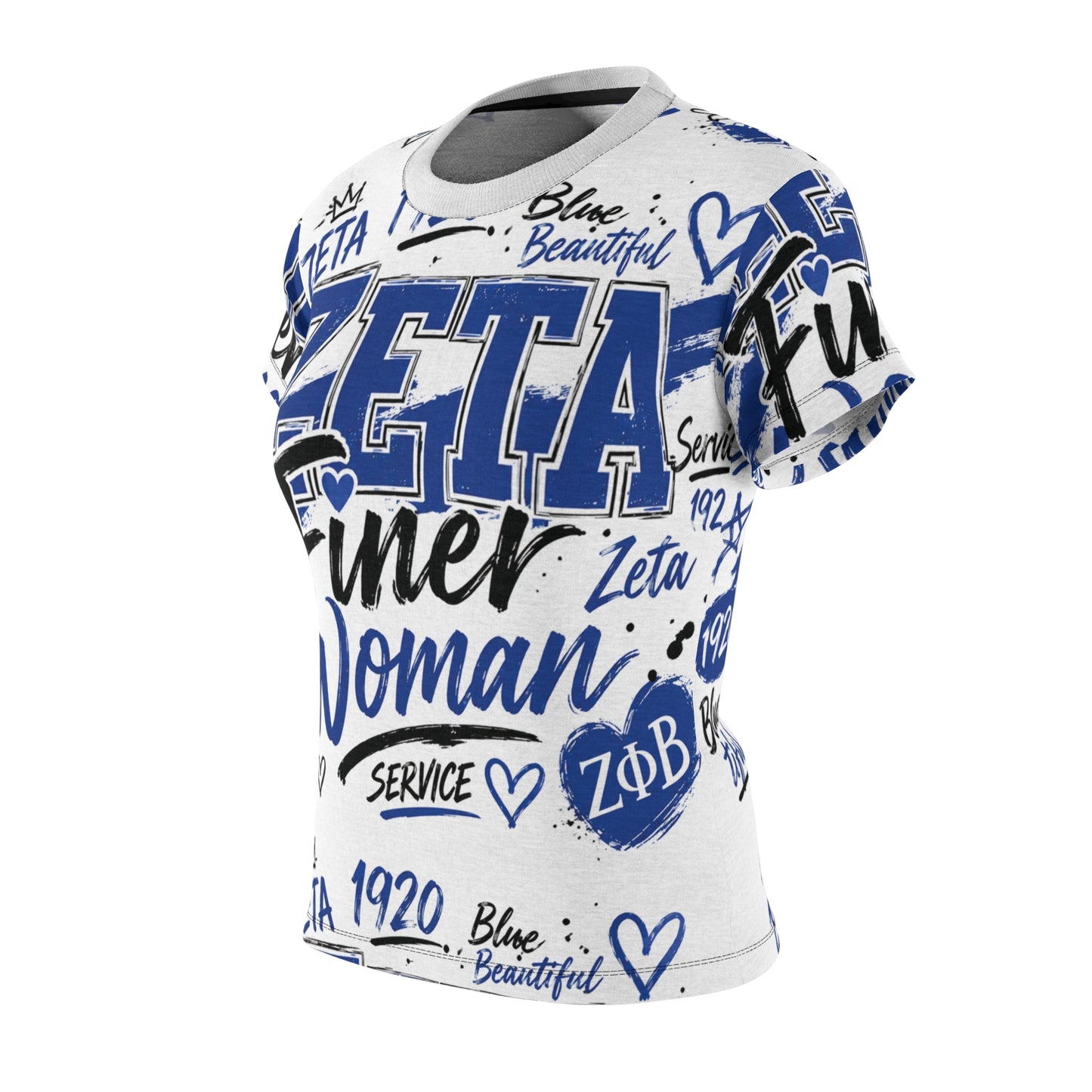 Zeta Phi Beta 'Zeta Finer Woman' Women's Cut & Sew Tee – All-Over Print Sorority Shirt