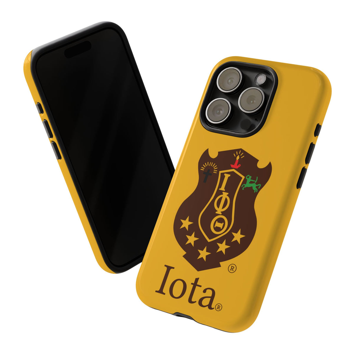 Iota Sorority Shield Phone Case — Greek Letter Tough Case (Yellow)