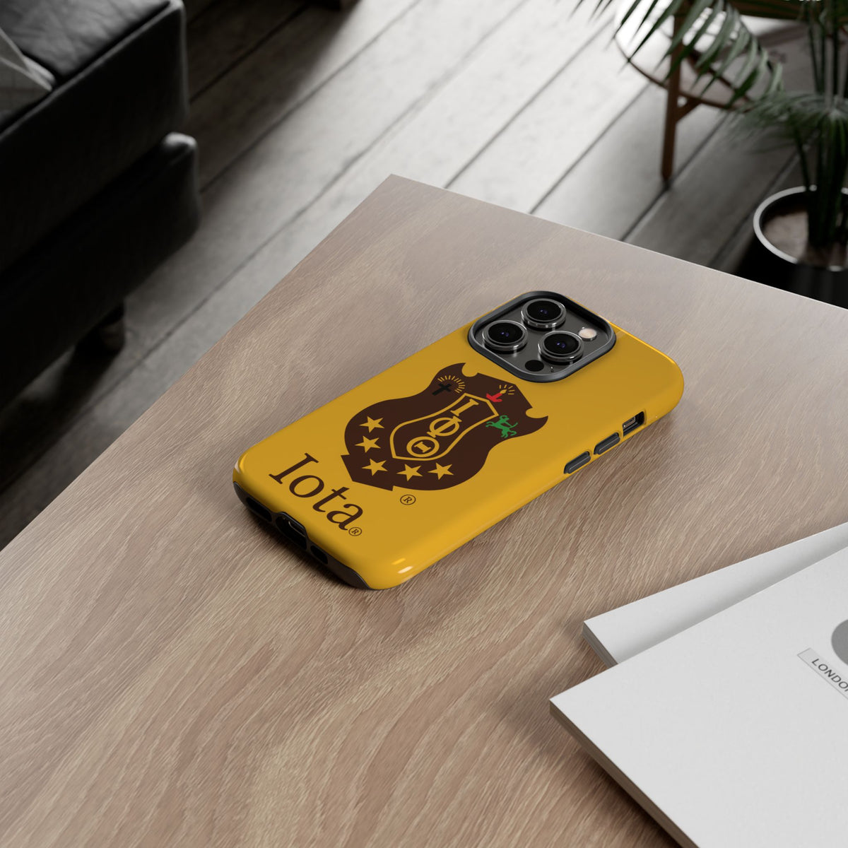 Iota Sorority Shield Phone Case — Greek Letter Tough Case (Yellow)