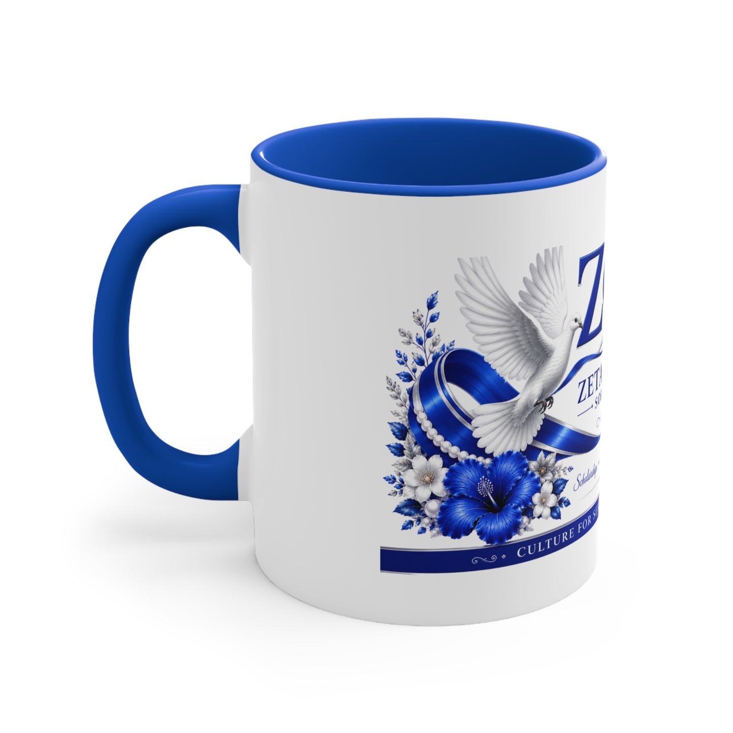 Zeta Phi Beta 11oz Accent Mug — Blue Sorority Crest Coffee Cup