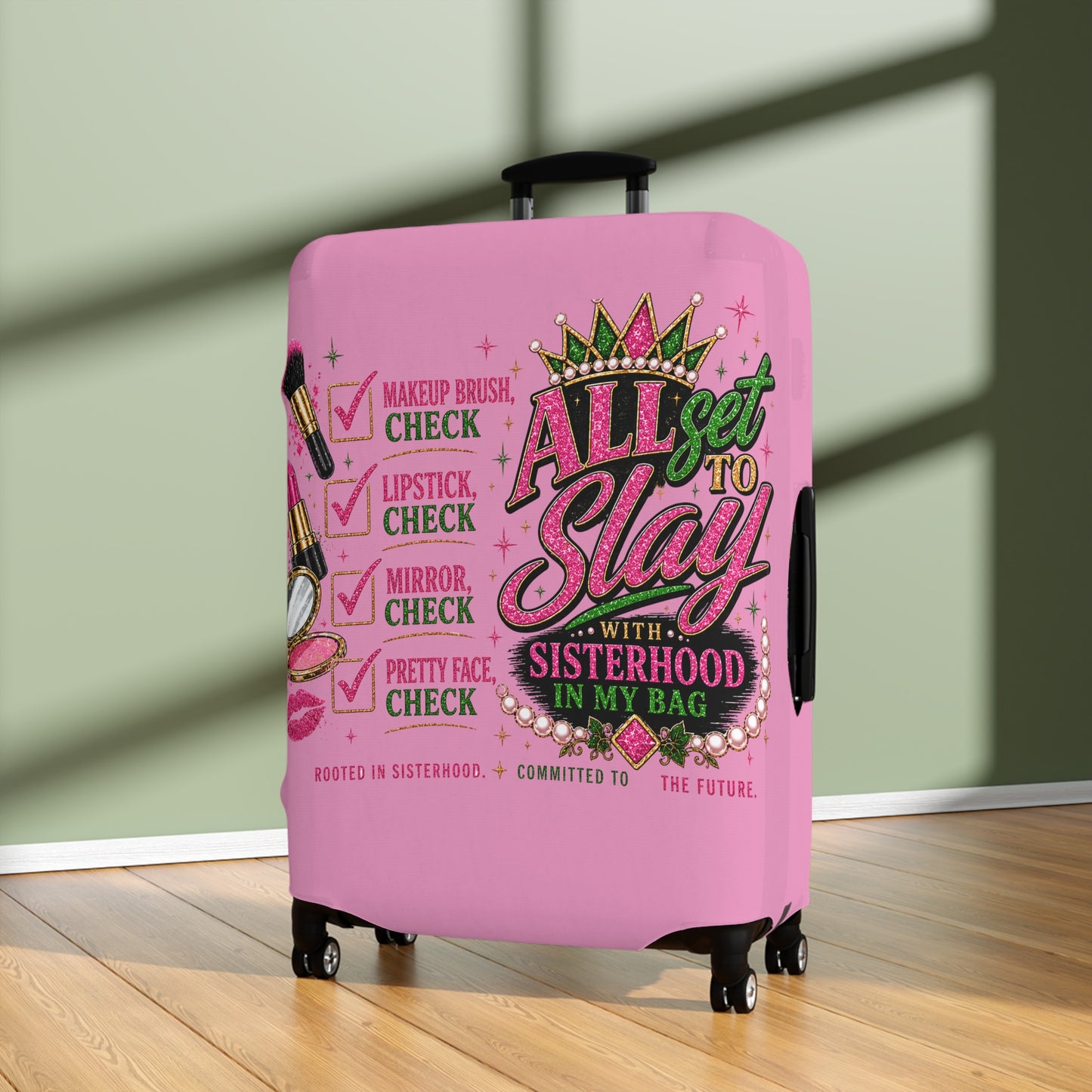 Pretty Girl Suitcase Cover – Pink Travel Luggage Cover, Girls Trip Essentials, Protective Stretch Luggage Cover for Women