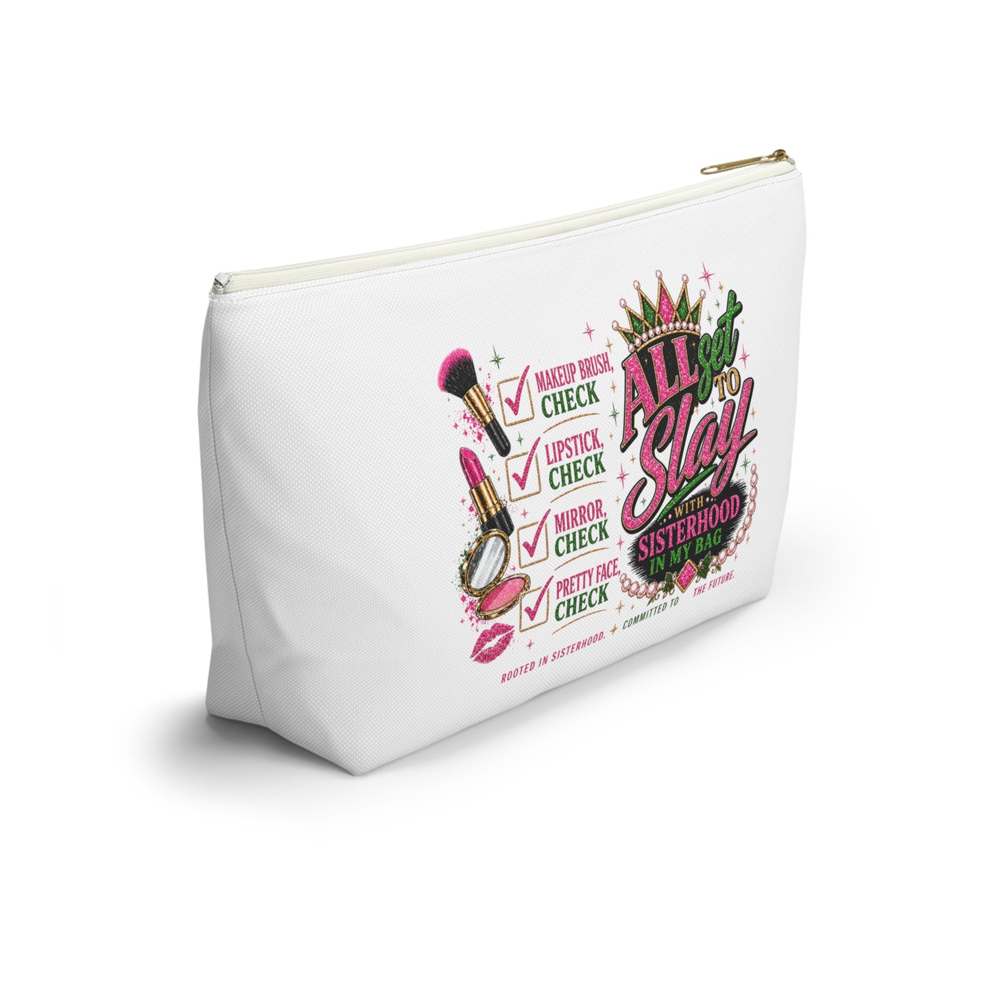 Pretty Girl Makeup Checklist Cosmetic Bag – Travel Makeup Pouch, Girls Trip Essentials, Cute Beauty Organizer Bag