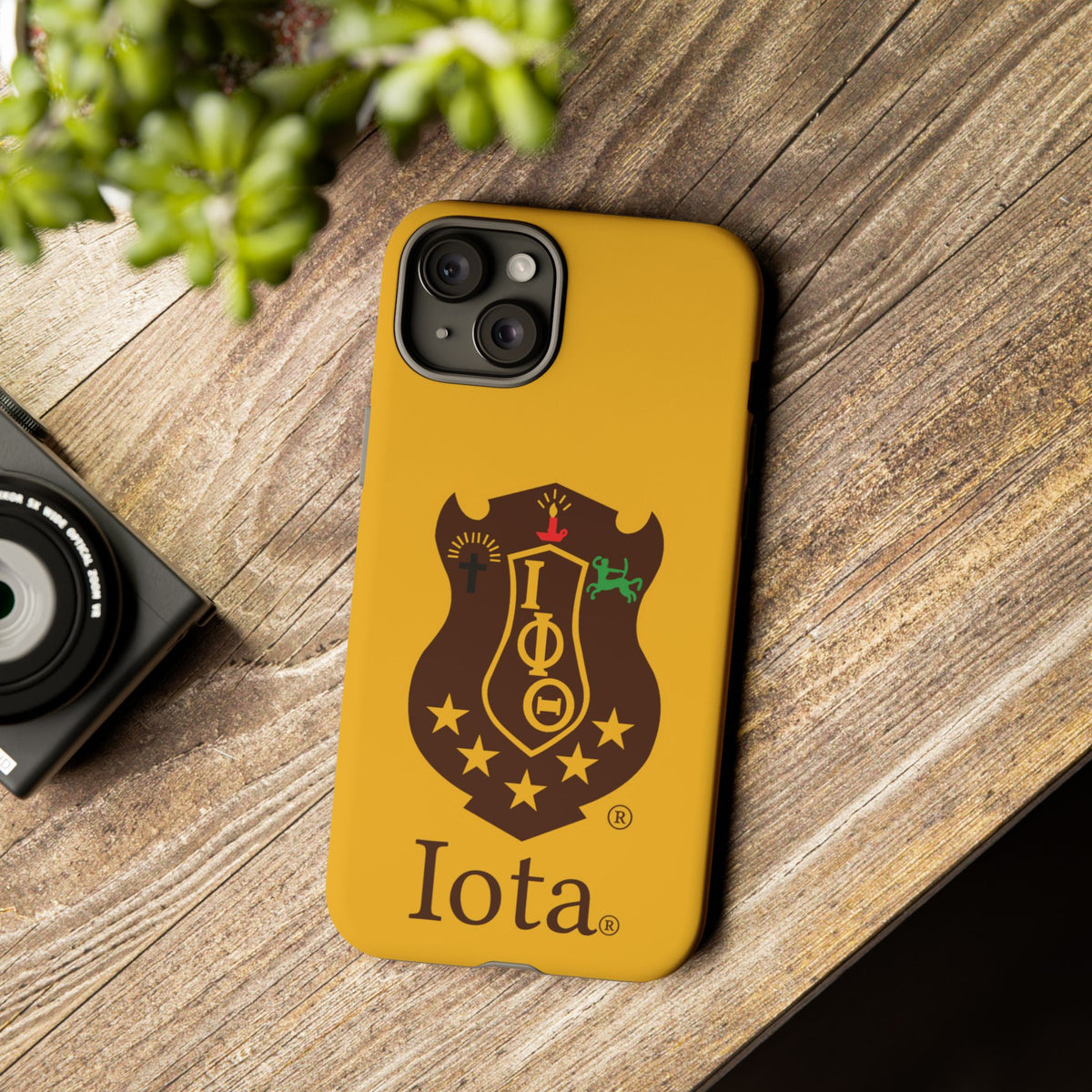 Iota Sorority Shield Phone Case — Greek Letter Tough Case (Yellow)