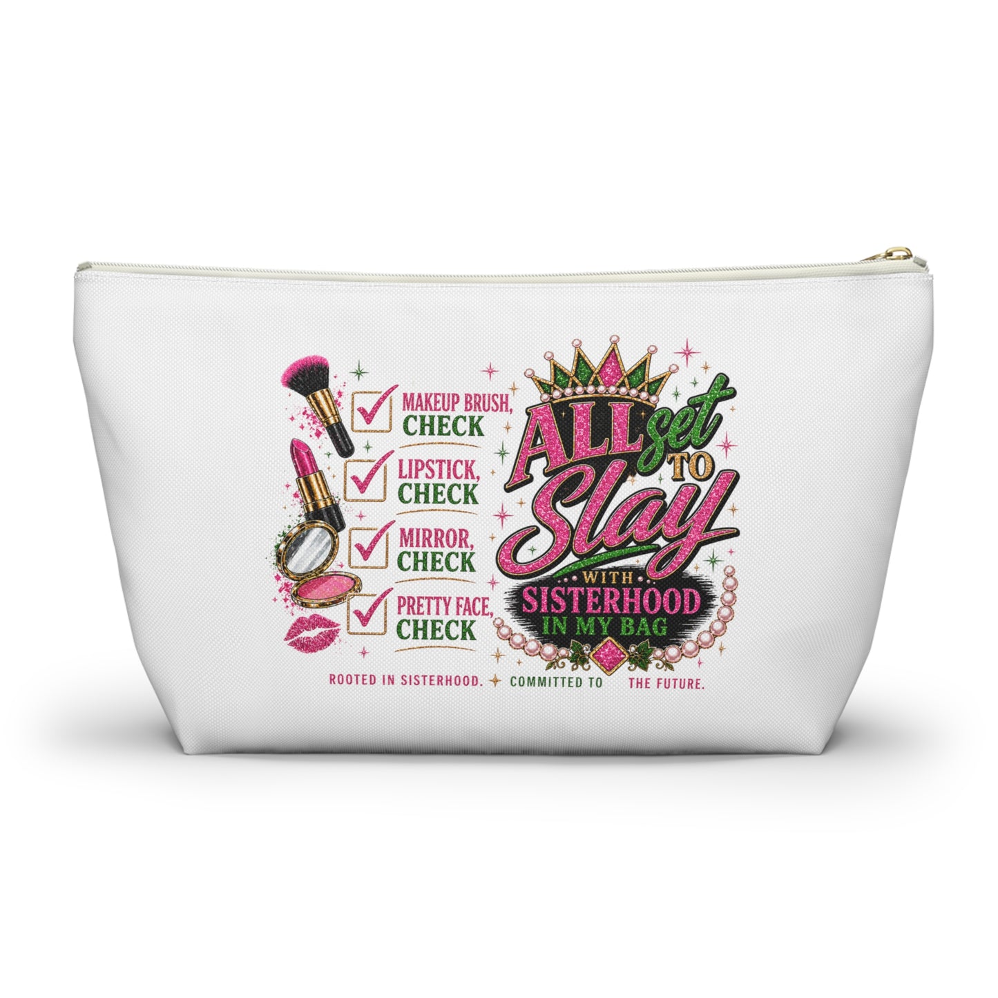 Pretty Girl Makeup Checklist Cosmetic Bag – Travel Makeup Pouch, Girls Trip Essentials, Cute Beauty Organizer Bag