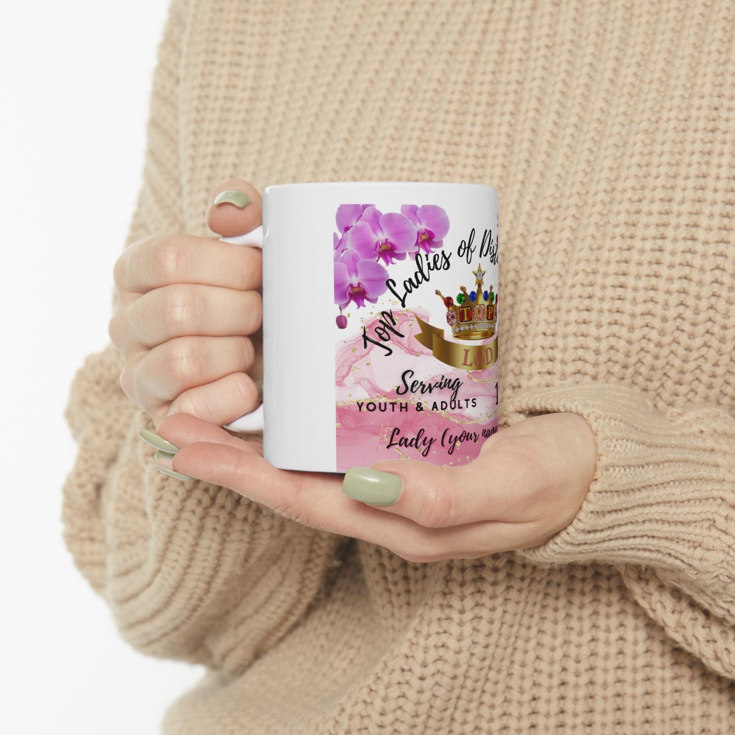 "Custom 11 oz Top Ladies of Distinction Coffee Mug – Personalized TLOD Gift with Elegant Design