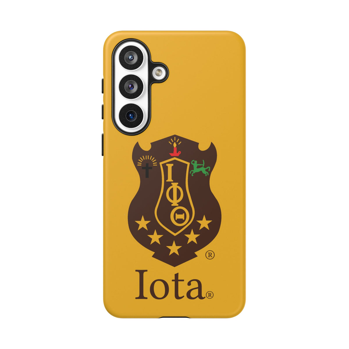 Iota Sorority Shield Phone Case — Greek Letter Tough Case (Yellow)