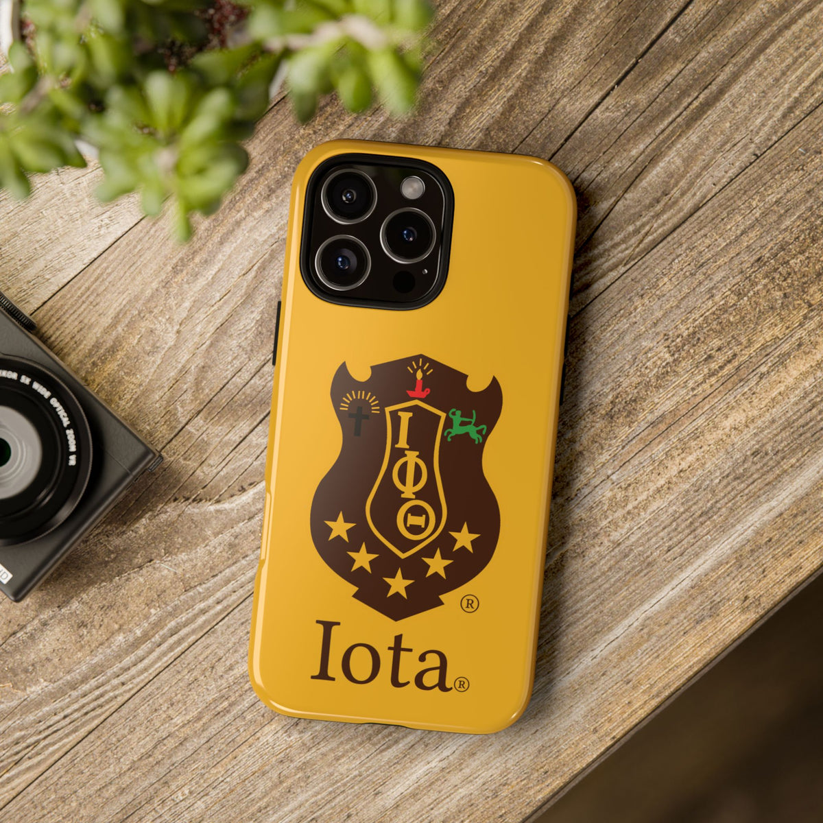 Iota Sorority Shield Phone Case — Greek Letter Tough Case (Yellow)