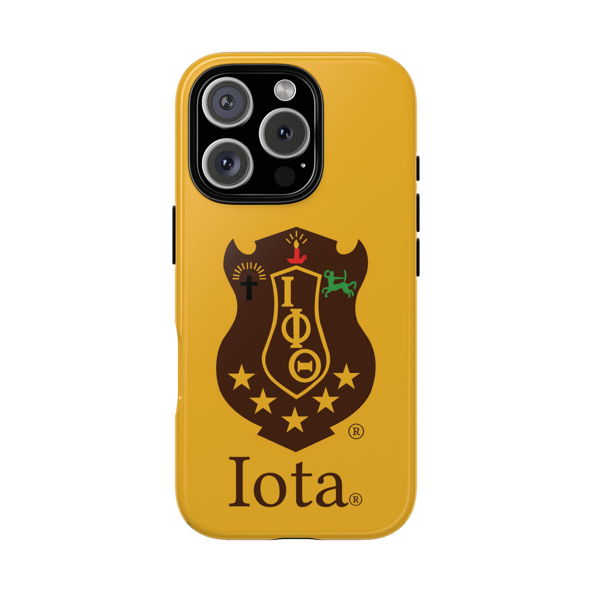 Iota Sorority Shield Phone Case — Greek Letter Tough Case (Yellow)