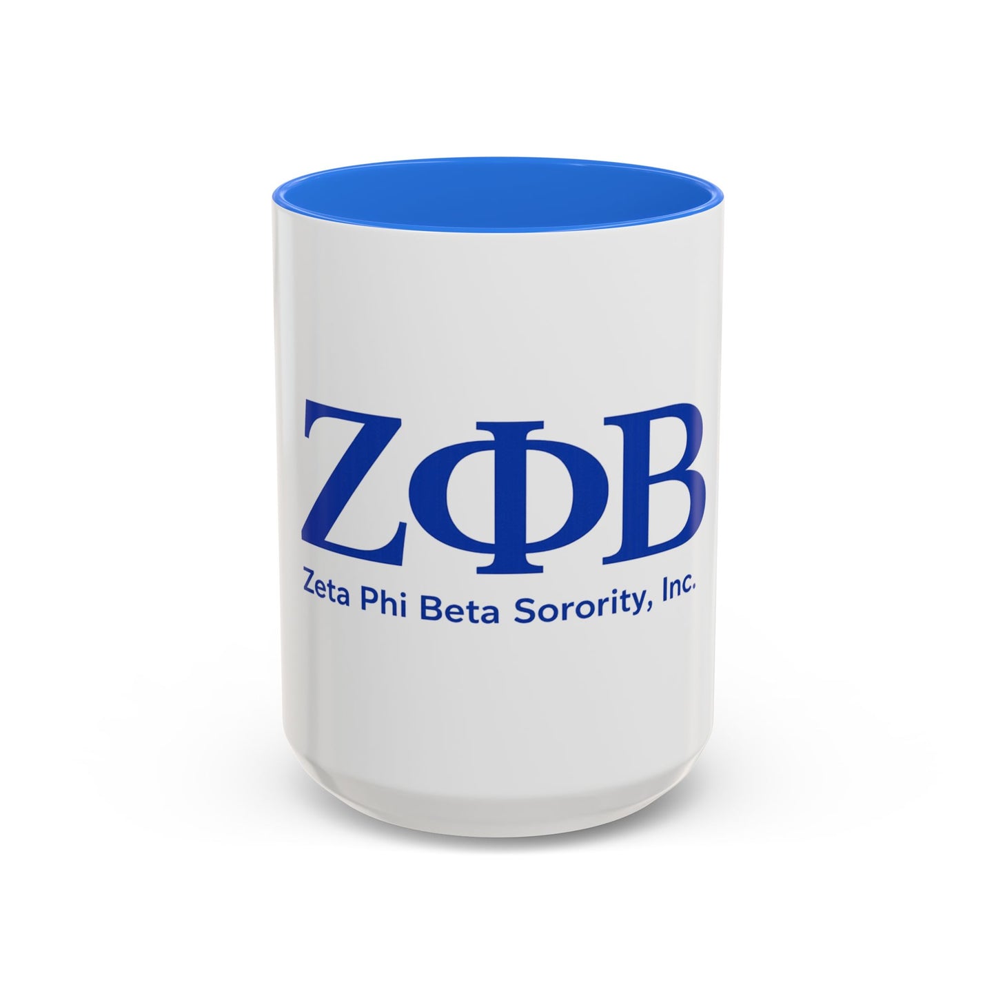 Zeta Phi Beta Sorority Blue Logo Mug — 11oz & 15oz Color-Accent Coffee Cup