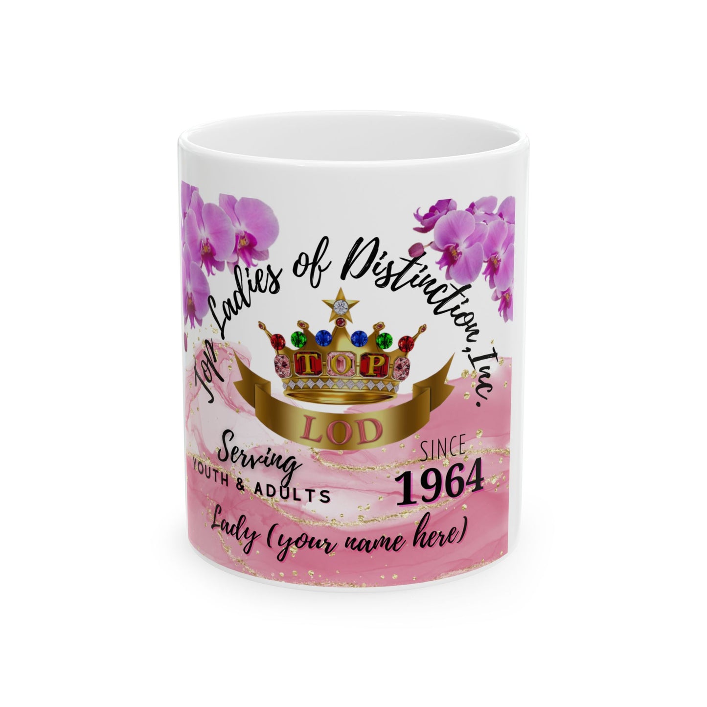 "Custom 11 oz Top Ladies of Distinction Coffee Mug – Personalized TLOD Gift with Elegant Design