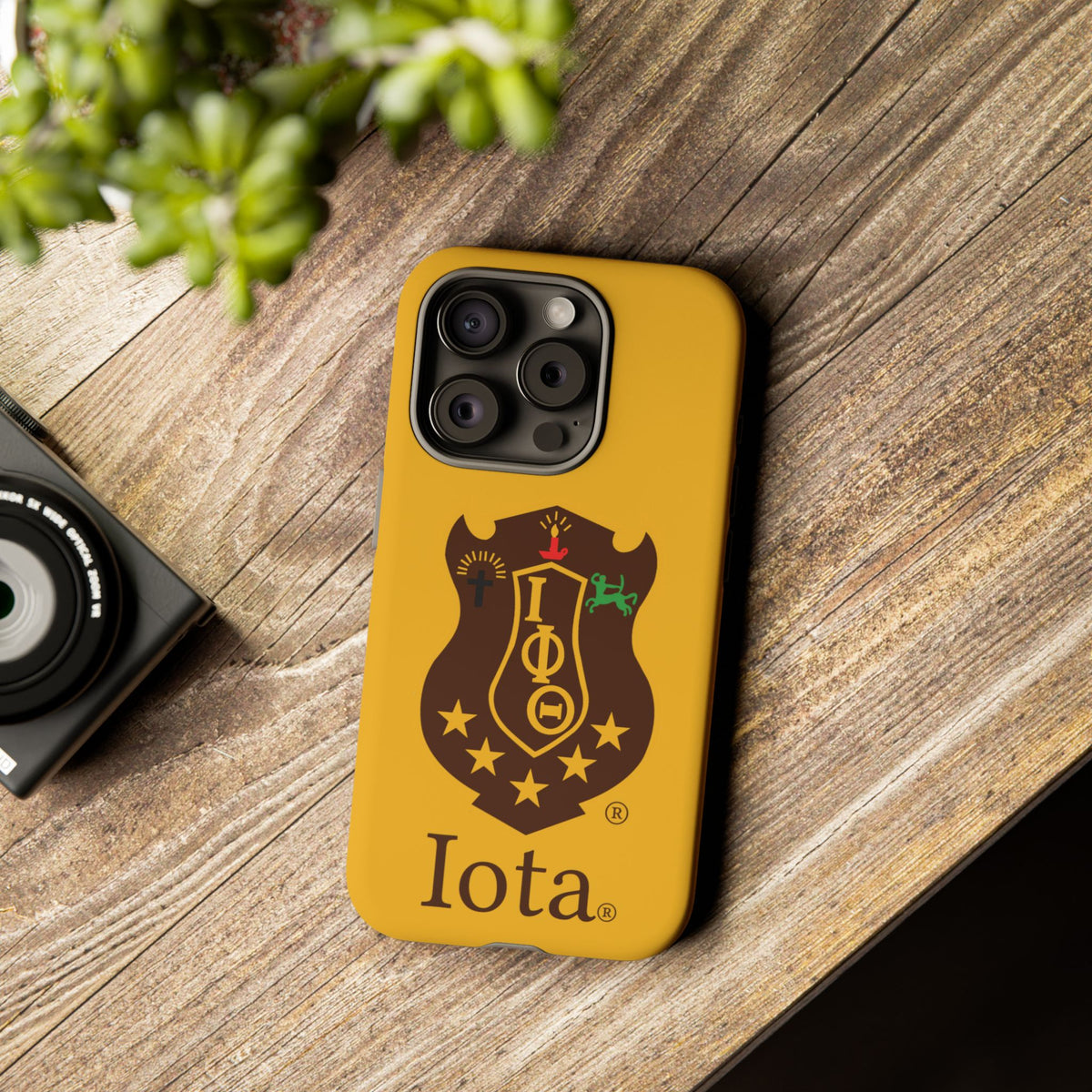 Iota Sorority Shield Phone Case — Greek Letter Tough Case (Yellow)