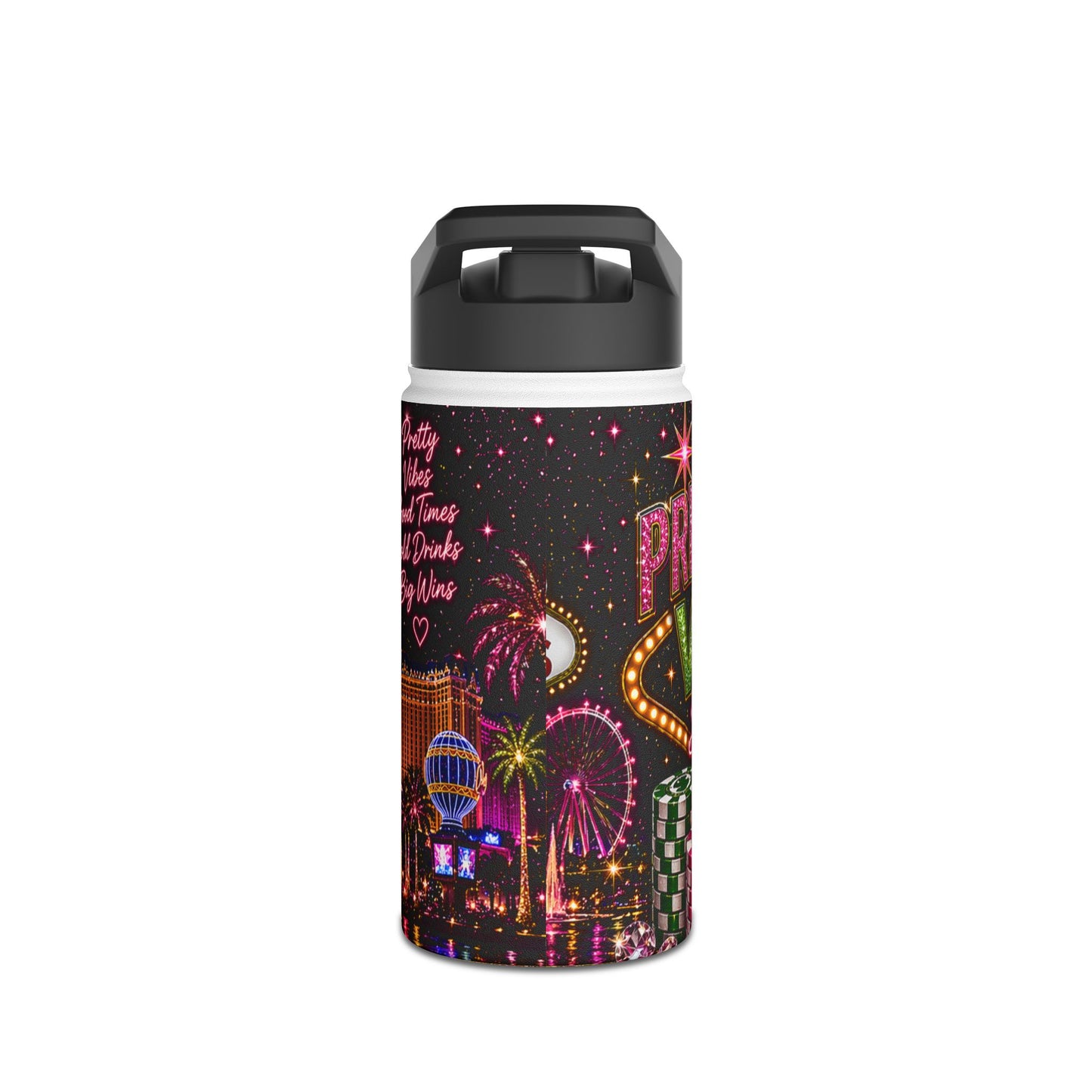 Las Vegas Pretty Girl Stainless Steel Water Bottle — Sparkling Casino Design