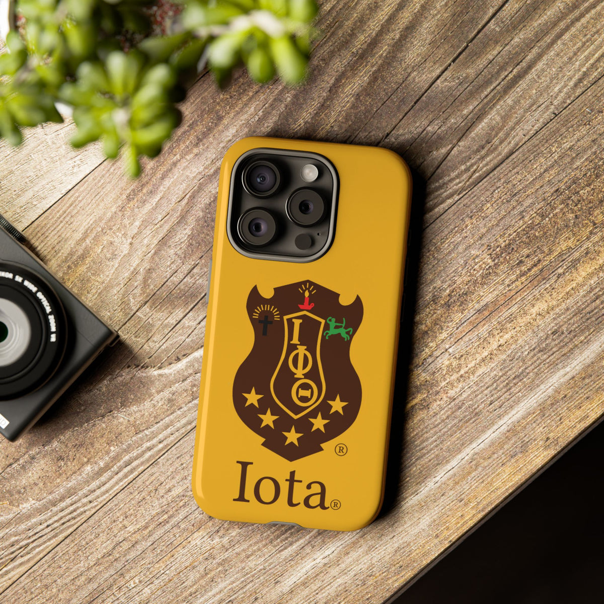 Iota Sorority Shield Phone Case — Greek Letter Tough Case (Yellow)