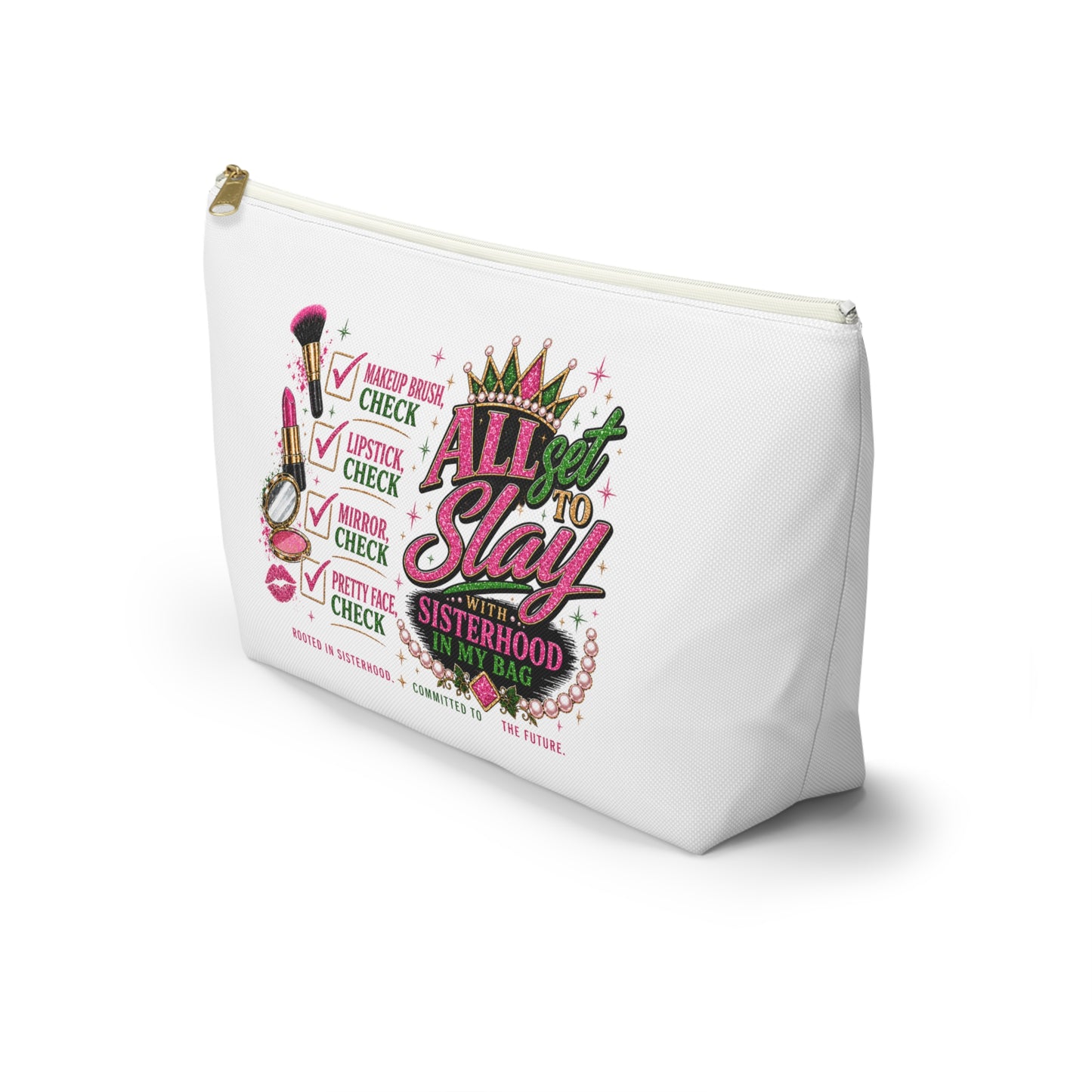 Pretty Girl Makeup Checklist Cosmetic Bag – Travel Makeup Pouch, Girls Trip Essentials, Cute Beauty Organizer Bag